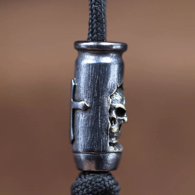 Skull Cross Bullet Brass Beads - EDC DIY Paracord Bracelet, Lanyard Keychain Pendant & Outdoor Accessories Gift
