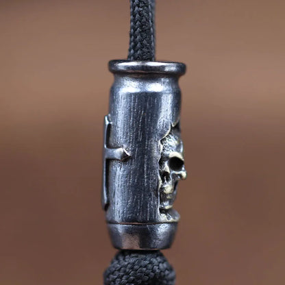 Skull Cross Bullet Brass Beads - EDC DIY Paracord Bracelet, Lanyard Keychain Pendant & Outdoor Accessories Gift