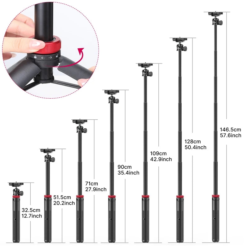 ULANZI MT-44 Tripod – Smartphone Vlog Tripod with Cold Shoe & Phone Mount Holder for Mobile & SLR Cameras