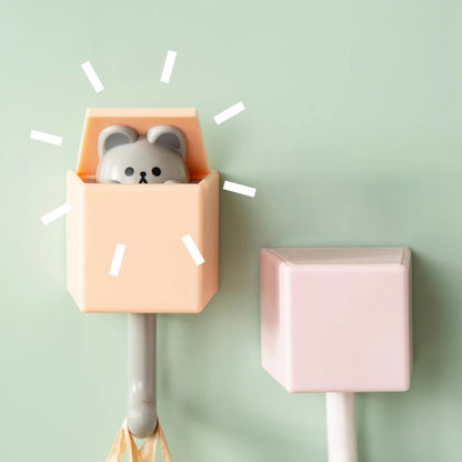 Cute Cartoon Cat Hook – Self-Adhesive Door Hangers for Dormitory, Bedroom, Key, Umbrella, and Coat Rack Decoration