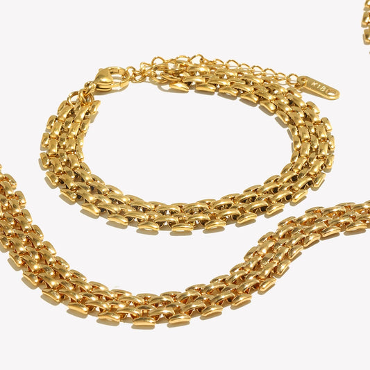 E.B.belle 18K Gold Plated Stainless Steel Chain Bracelet Watch Strap Necklace – Women’s Luxury Fashion Jewelry Accessories