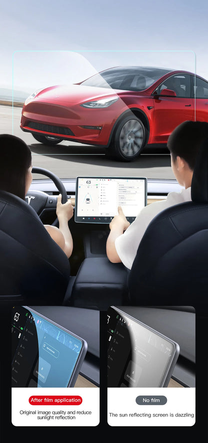 YZ Tempered Glass Screen Protector for Tesla Model 3 Y X 2021-2023 – HD Center Control Protection Film Accessory