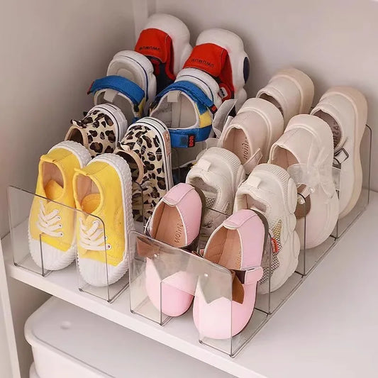 Acrylic Children’s Shoe Organizer – 4-Compartment Transparent Rack for Baby Shoe Storage in Any Room
