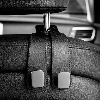 Car Seat Headrest Hooks – PU Leather Storage Organizer Hanger for Bags, Coats & Universal Auto Use
