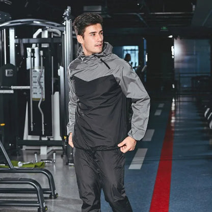 Unisex Sauna Suit — Women's & Men's Gym Clothing Set with Pullover Hoodie for Running, Fitness, Weight Loss & Sweating