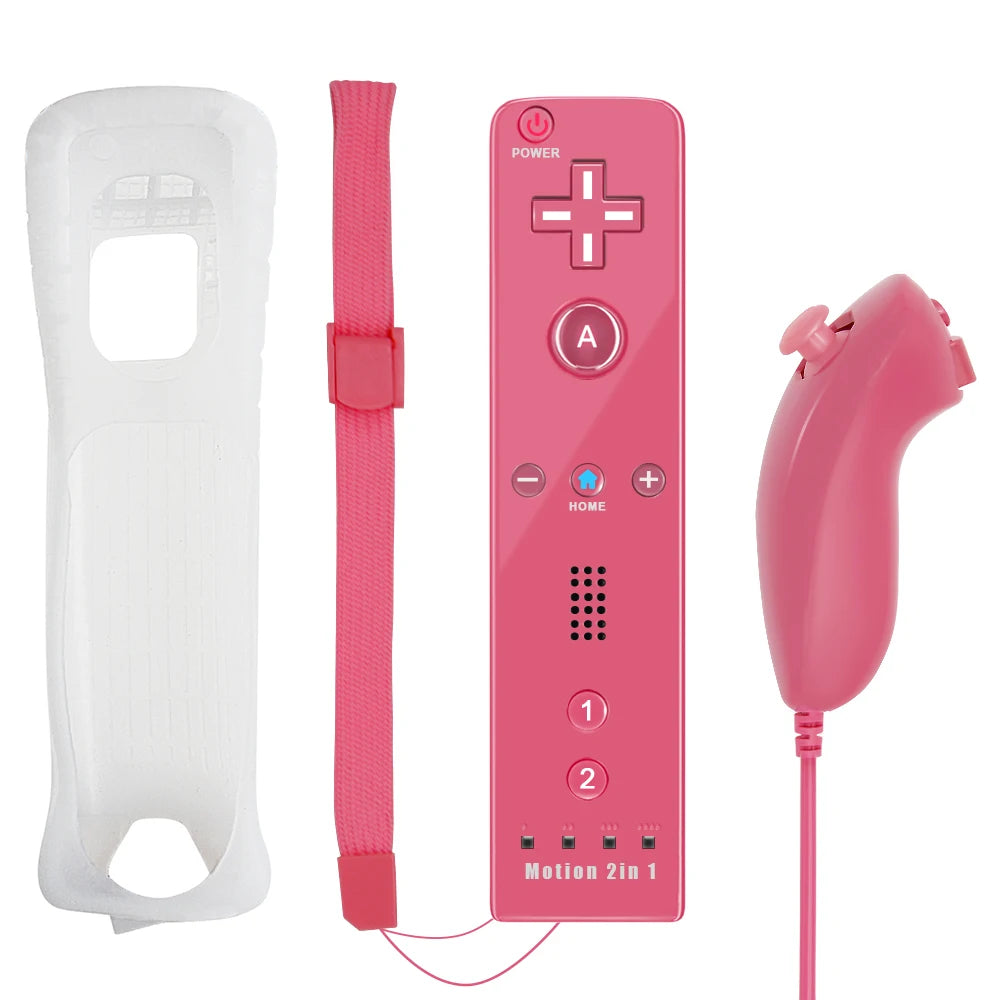 2-in-1 Nintendo Wii Controller Set | Wireless Remote Gamepad with Motion Plus Joystick & Silicone Case