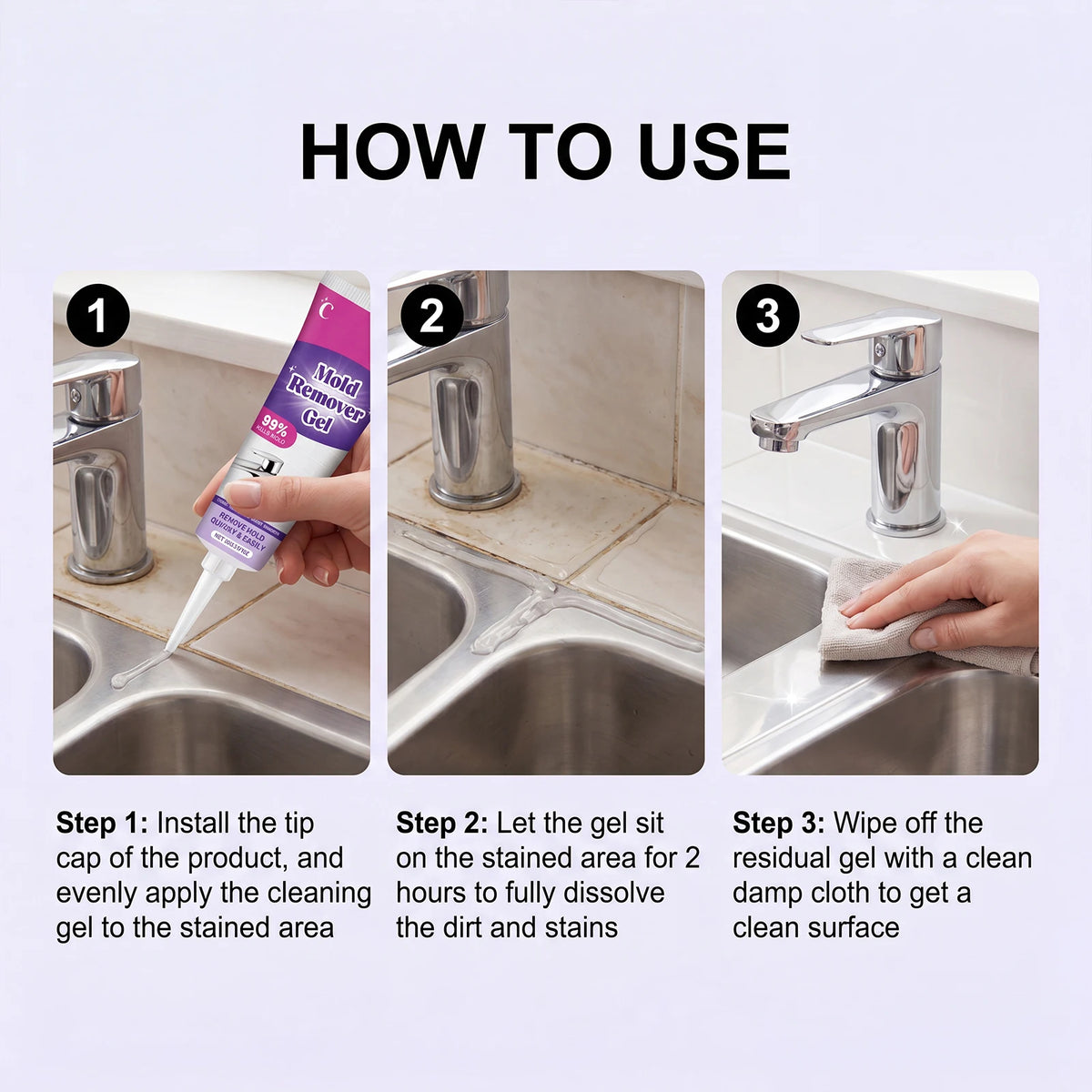 Multi-Purpose Cleaning Gel Stain Remover - Powerful Cleaner for Tile Grout, Sinks, Floors, Toilets & Household Surfaces