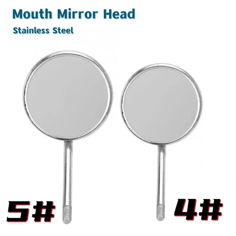 12pcs Dental Mouth Mirror Heads – Stainless Steel Cone Socket Intraoral Oral Mirrors #4 & #5