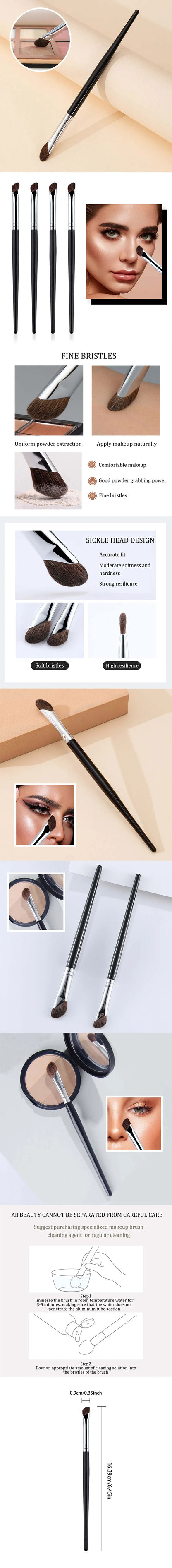 Scythe Nose Shadow & Beveled Highlighter Blending Brush - Beauty Tool for Precision Contouring