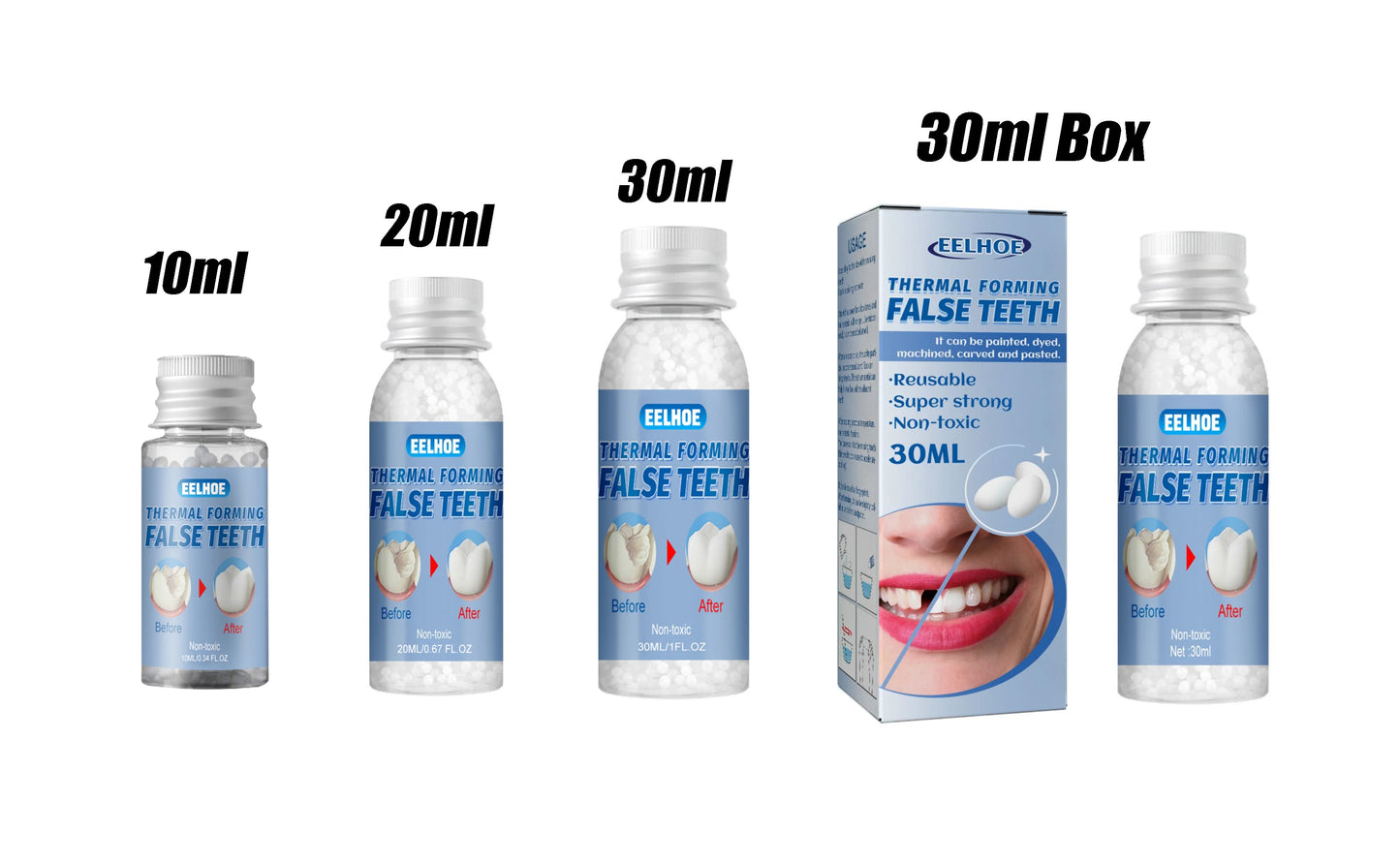 Resin False Teeth & Solid Gums — Temporary Filling Material for Dentistry, Oral Care, Denture Restoration 20/30ml