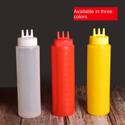 Plastic Squeeze Sauce Bottle – Graduated Jam & Salad Container with 3 Nozzles