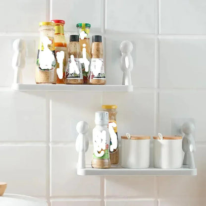 Self-Adhesive Bathroom Shampoo Storage Racks - Plastic Shelf Support Holder for Storage Organization