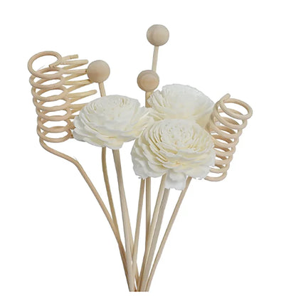 6PCS/9PCS Artificial Flower Rattan Reed Diffuser Sticks – Floral Aroma Refill for DIY Fragrance