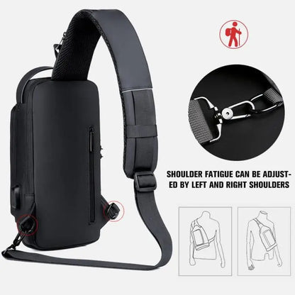 BD1 New Men's Anti-Theft Chest Bag – USB Rechargeable Crossbody Sports & School Shoulder Bag