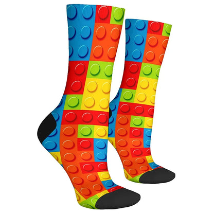 Building Block Novelty Socks - Fun Harajuku Hip-Hop Crew Compression Socks for Party Gifts
