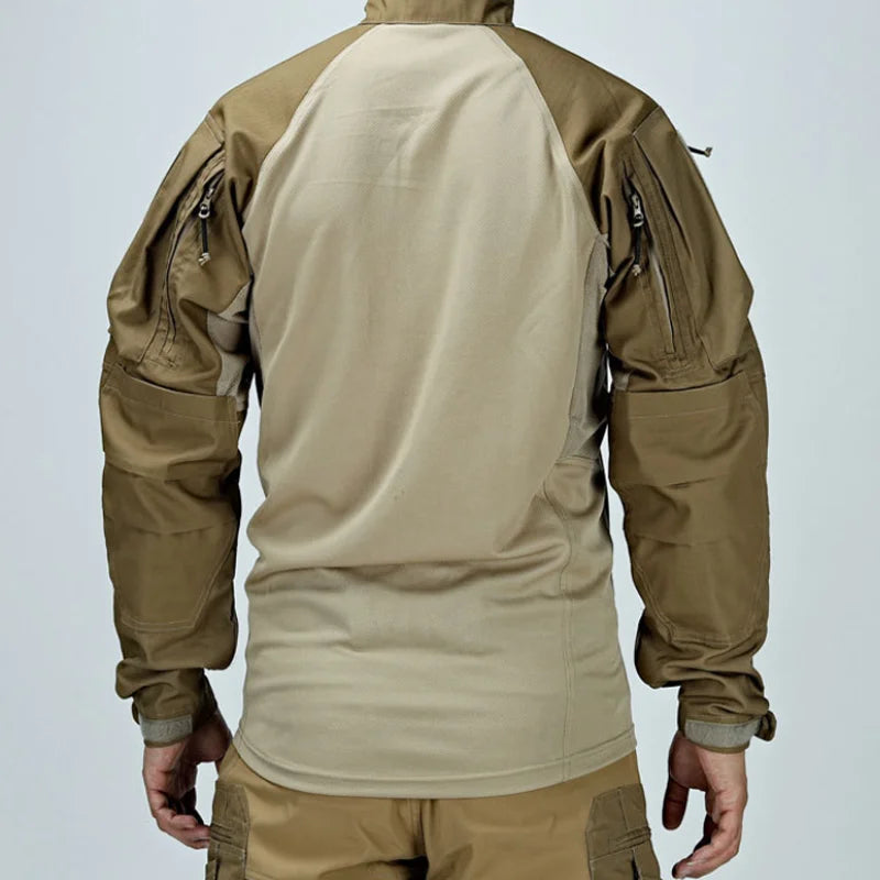 Men’s Multicam Tactical Combat Shirt - Long Sleeve Military Uniform for Paintball, Camping, and Hunting