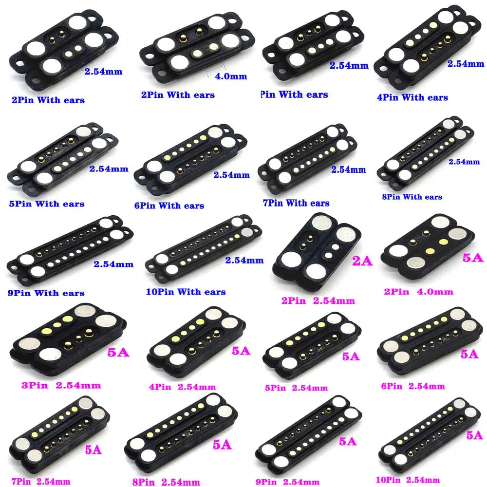 Magnetic Pogo Pin Connector - 5A Waterproof High-Current Spring Probe Male Female DC Charging Connector, 2/3/4/5/6/7/8 Pin