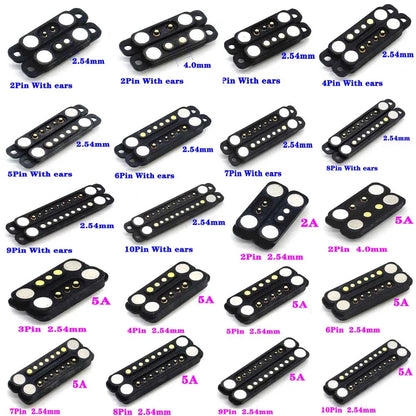 Magnetic Pogo Pin Connector - 5A Waterproof High-Current Spring Probe Male Female DC Charging Connector, 2/3/4/5/6/7/8 Pin