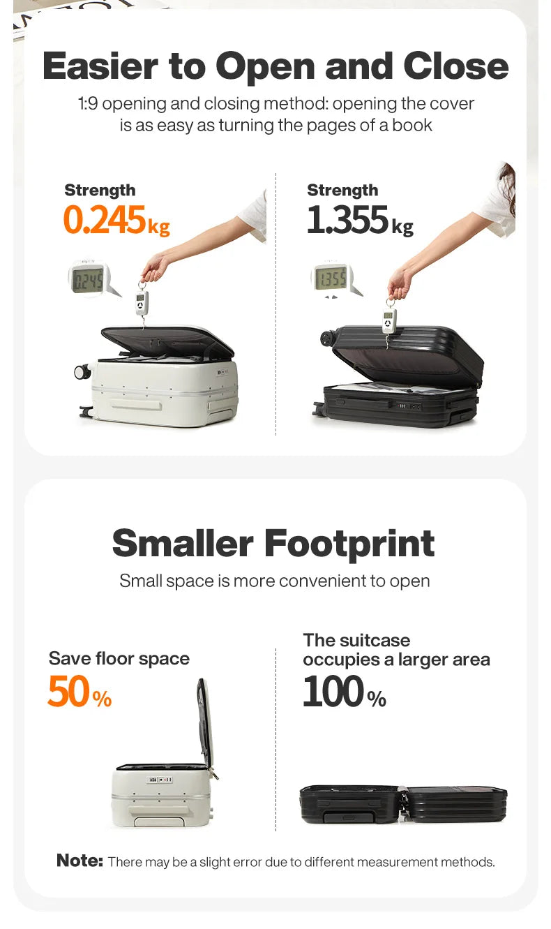 Mixi PC Aluminum Frame Suitcase — Front-Opening Rolling Travel Luggage, 20", 24" & 26" Carry-On M9291
