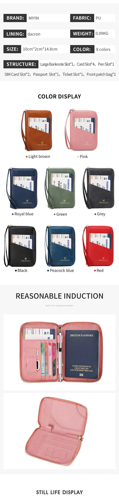 New Retro RFID PU Leather Passport Bag – Fashionable Multifunctional Passport Cover & Travel Clip for Men & Women