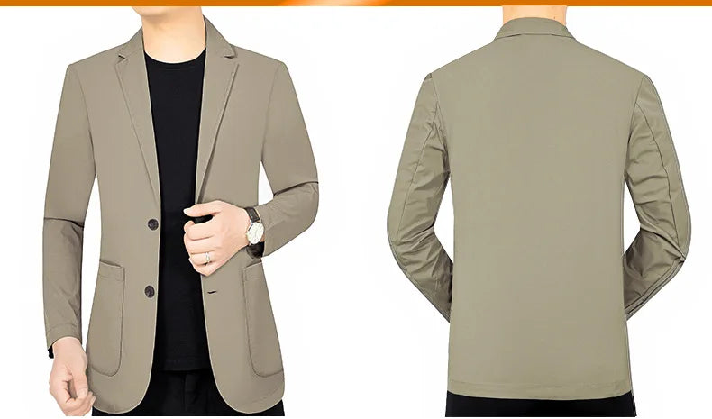 Men’s Summer Thin Blazer Jacket – Breathable, Elastic Sunscreen Coat for Business Casual, 4XL