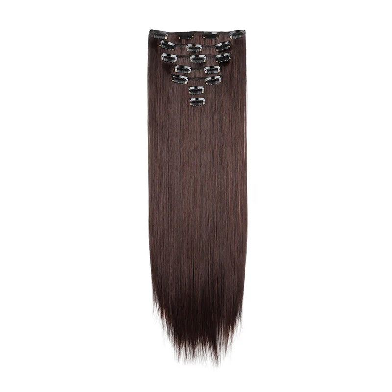 WIGSIN 24-Inch Straight Hair Extensions - 7-Piece Clip-In Synthetic Hair Set for Women