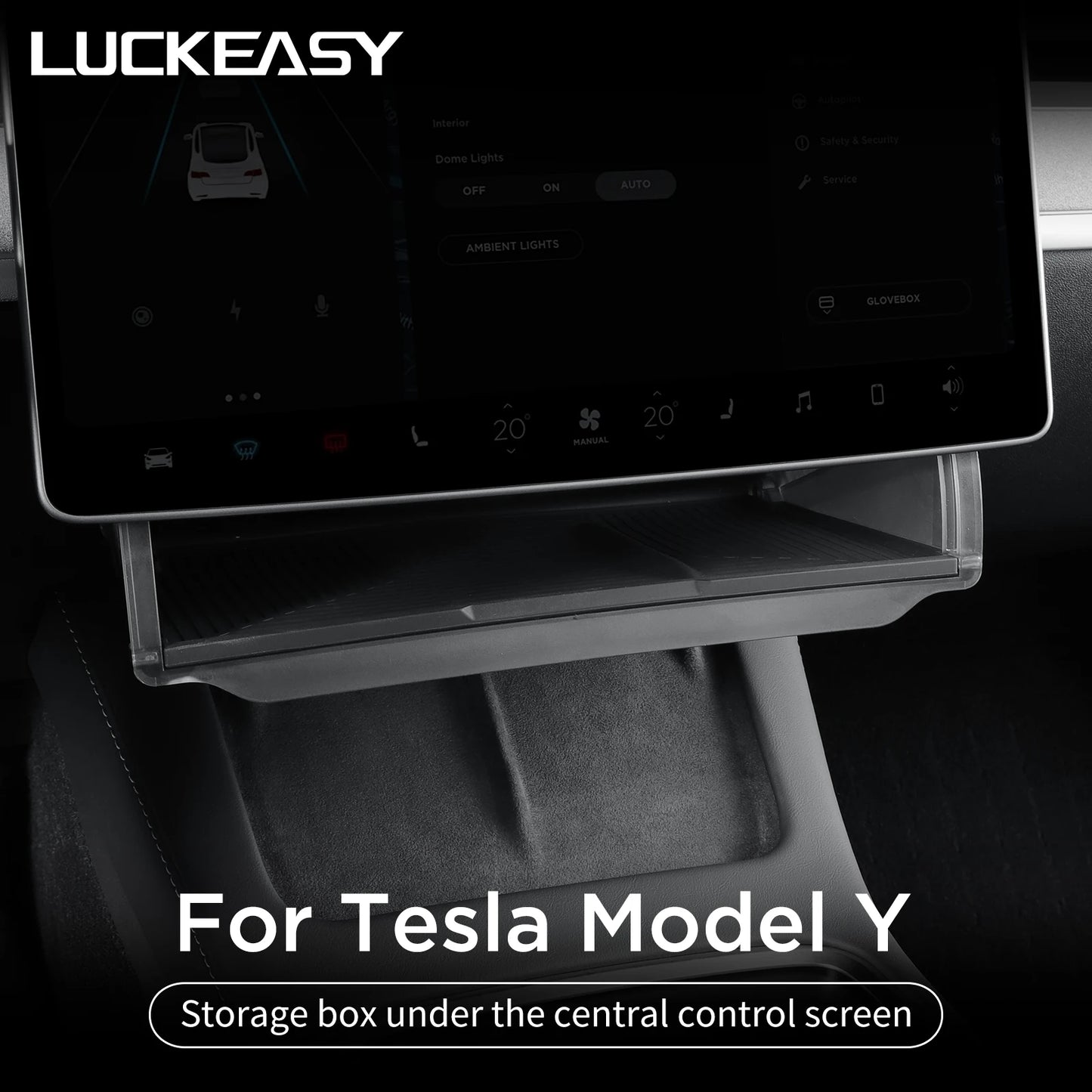 Hidden Storage Box Organizer – Under Screen Tray for Tesla Model Y 2024 & Model 3 2021-2022