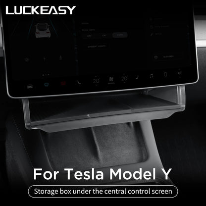 Hidden Storage Box Organizer – Under Screen Tray for Tesla Model Y 2024 & Model 3 2021-2022