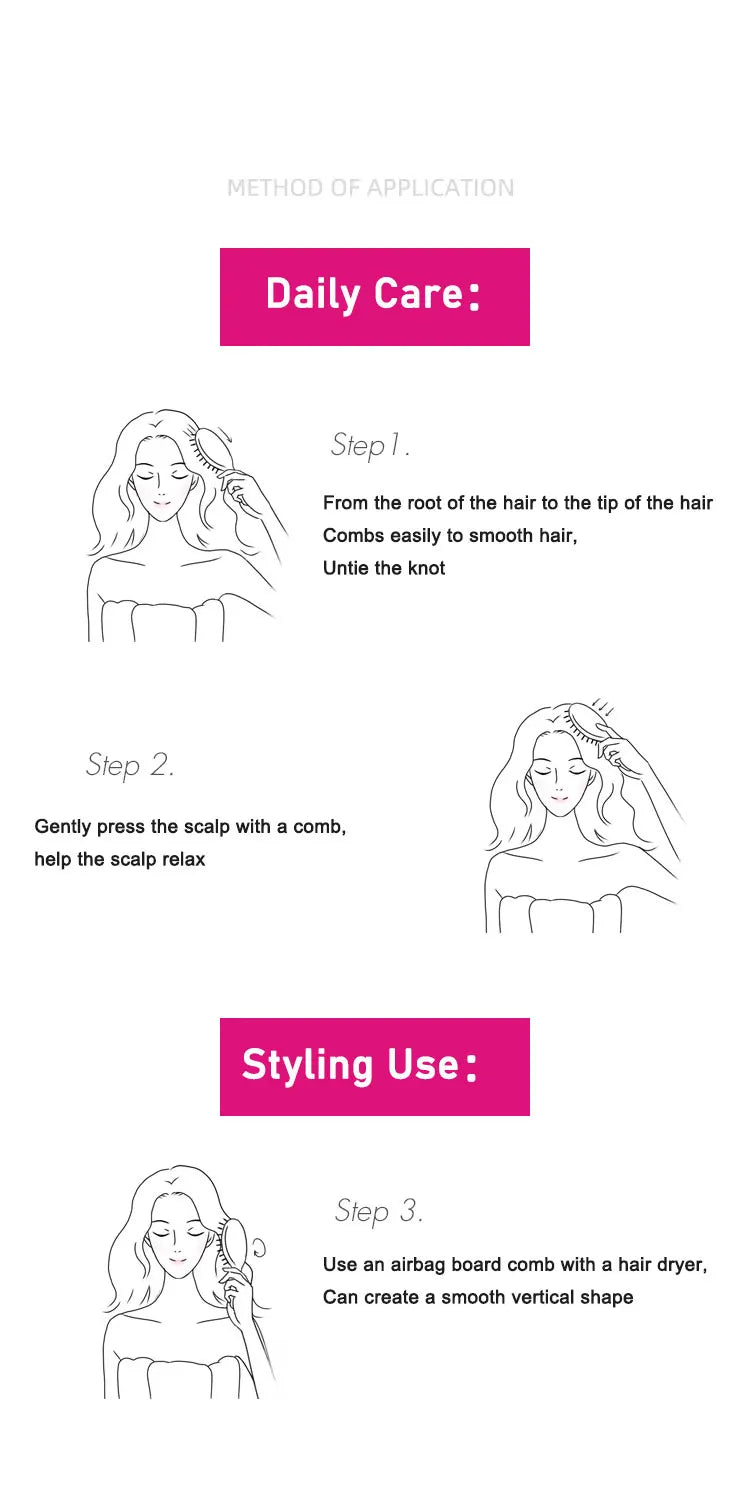 Dyson Airbag Hairbrush Styling Kit – Comb Set with Wide Tooth, Cylinder Comb & Massage Airbag for Curly Hair