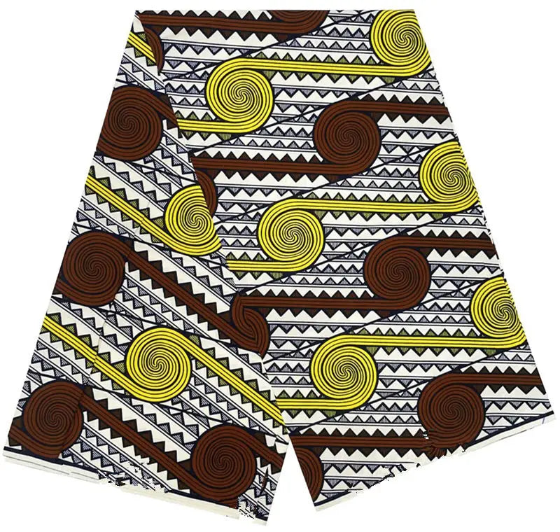 Cotton Batik Ankara Fabric - 100% African Wax Print Bronzing Golden Fabric 6 Yards for Dresses & Crafts