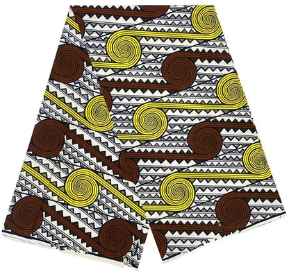 Cotton Batik Ankara Fabric - 100% African Wax Print Bronzing Golden Fabric 6 Yards for Dresses & Crafts
