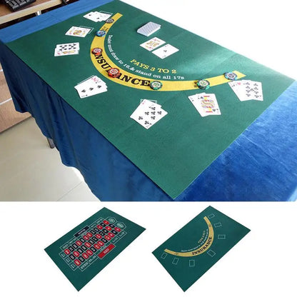 Double-Sided Tabletop Casino Felt Layout Mat – Professional Poker, Texas Hold'em & Blackjack for Roulette Games