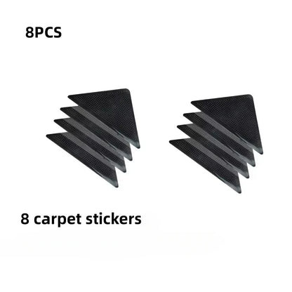 8Pcs Set Triangle Washable Rug Grippers – Anti-Slip Reusable Rubber Mat Patch Tape for Tile Floors & Carpet Corners
