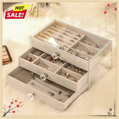 3-Drawer Jewelry Storage Box - Dustproof, Anti-Oxidation Organizer for Earrings, Rings & Bracelets