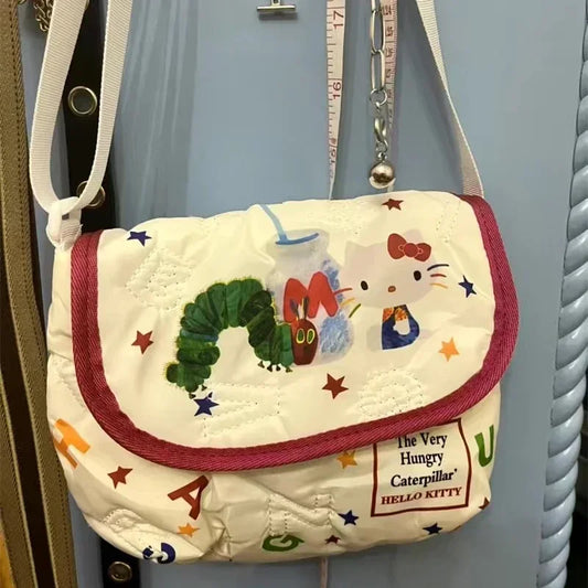 Hello Kitty Cute Tote Bag — Y2K Kawaii Anime Embroidered Shoulder & Makeup Bag for Women & Girls