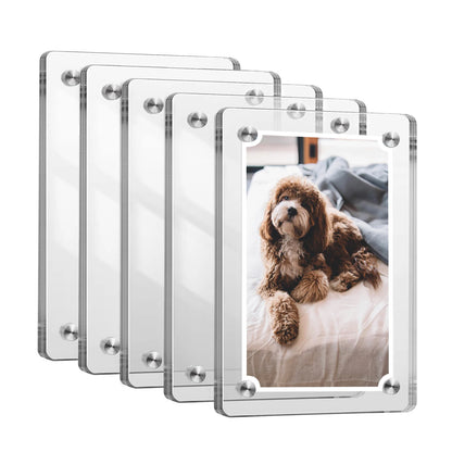 Acrylic Magnetic Photo Frames – 6x9cm Double-Sided Clear Fridge Display Frame, Home Decor Magnet (2.46x3.54 Inch)