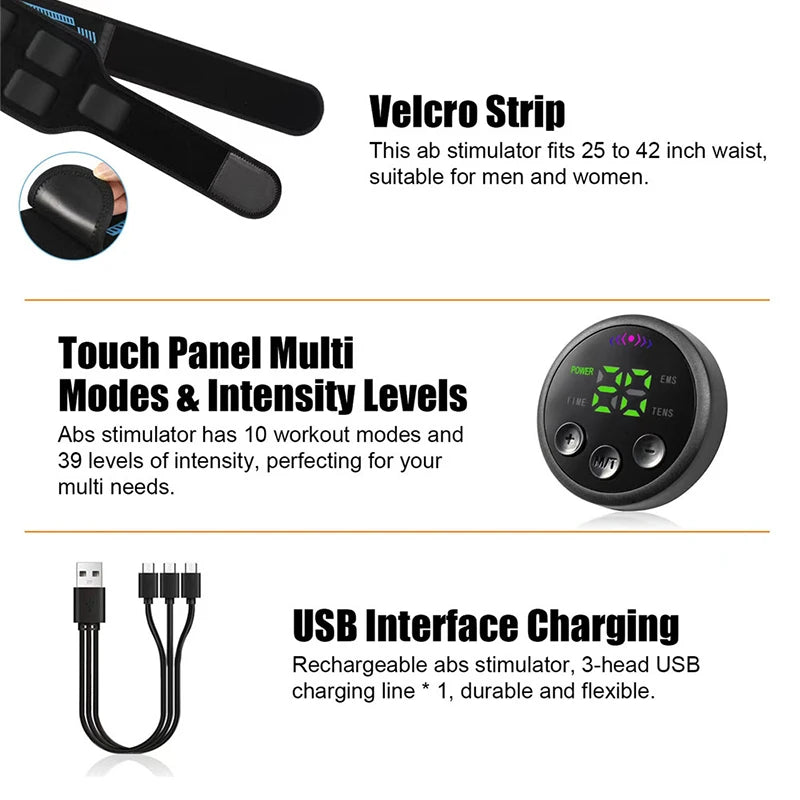 Smart Abdominal Muscle Trainer — EMS Toning Belt for Abs, Arms, and Legs Home Fitness Massage Equipment