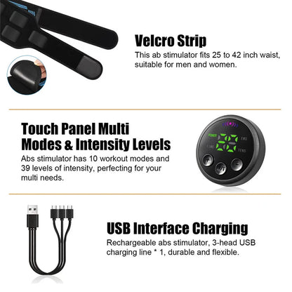 Smart Abdominal Muscle Trainer — EMS Toning Belt for Abs, Arms, and Legs Home Fitness Massage Equipment
