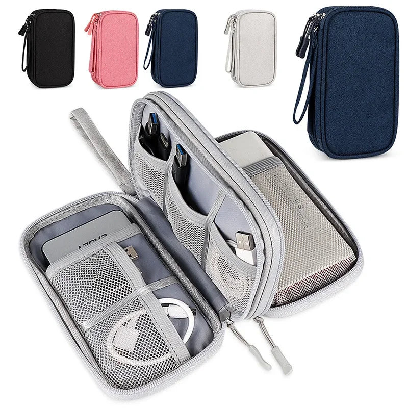 Portable Travel Cable Bag - Waterproof Digital Storage Pouch for Chargers, USB Cables, and Electronic Accessories
