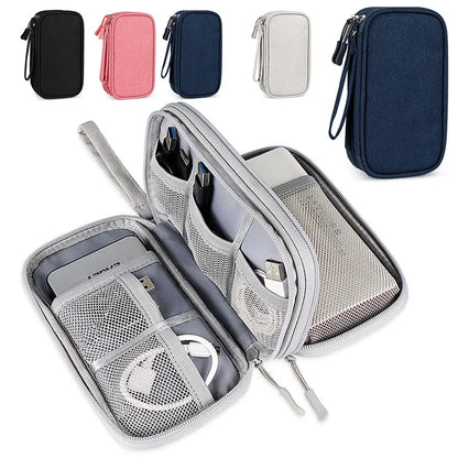Portable Travel Cable Bag - Waterproof Digital Storage Pouch for Chargers, USB Cables, and Electronic Accessories