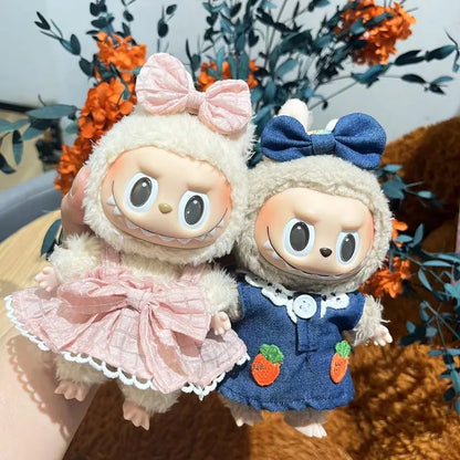 17cm Mini Plush Doll Clothes Set – Kpop EXO Labubu Idol Doll Shark Onesie & Accessories, DIY Girl Gift