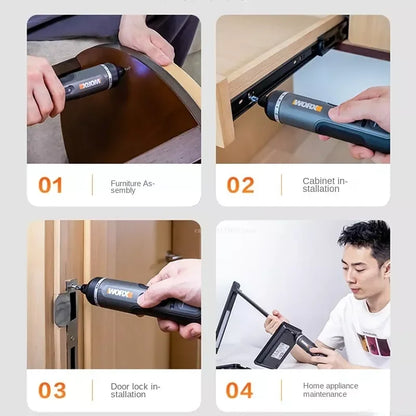 WORX WX242 4V Cordless Electric Screwdriver Set — USB Rechargeable Mini Drill with 30 Bits Power Tool