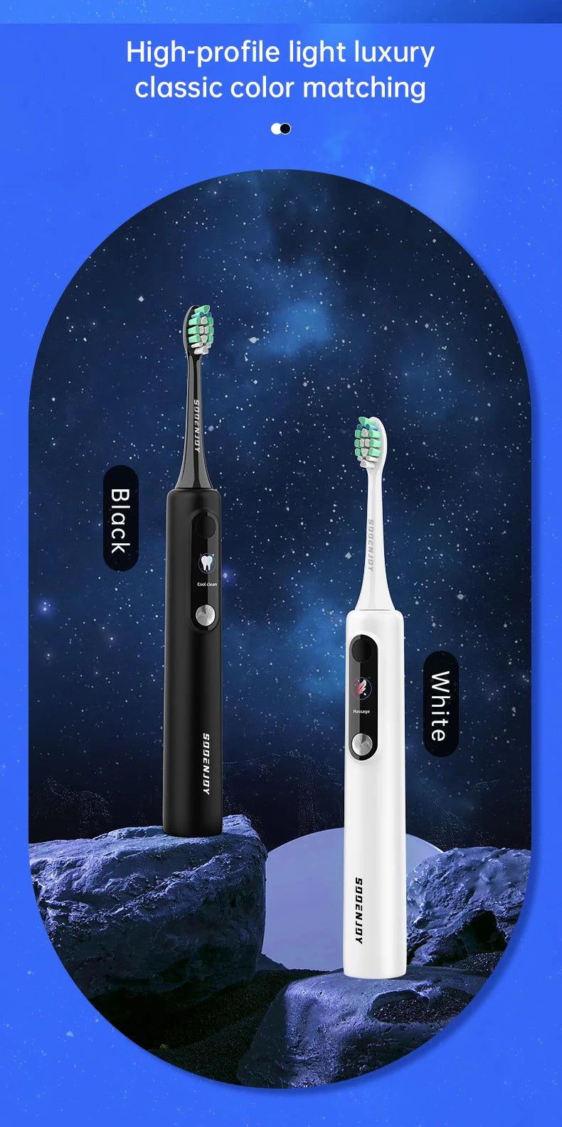 SOOENJOY Sonic Electric Toothbrush NB-1 — Smart LCD Display, DIY Mode, Automatic Teeth Cleaner for Adults