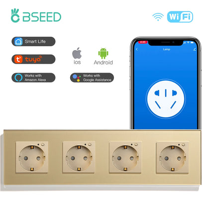 Bseed Smart WiFi Socket – EU Standard Intelligent Outlet, Compatible with Tuya App, Google & Alexa, Timer Function Home Improvement Plug