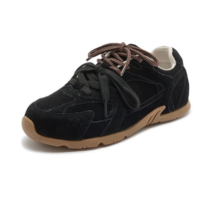 DIMANYU Women’s Genuine Leather Gump Shoes – 2025 Spring Retro Lace-Up Non-Slip Casual Sneakers