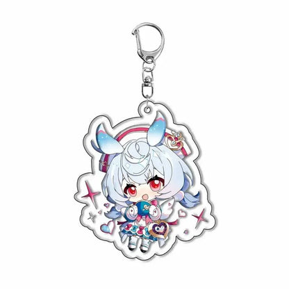 Genshin Impact Sigewinne Arlecchino & Charlotte Keychain – Anime Game Acrylic Backpack Pendant Accessory