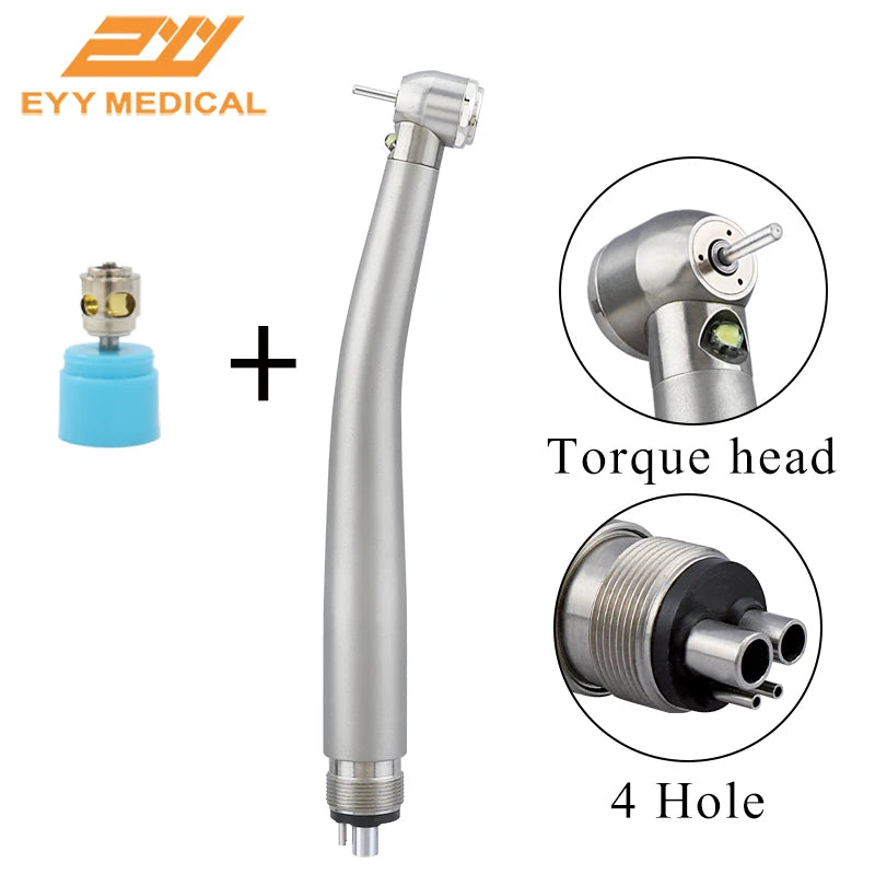 EYY Dental LED High-Speed Handpiece — Ceramic Bearing E-Generator, 2/4 Hole Stainless Steel Dental Tool