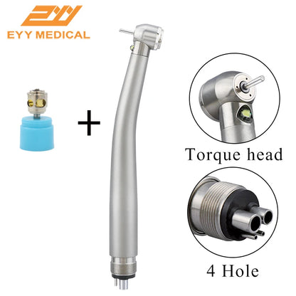 EYY Dental LED High-Speed Handpiece — Ceramic Bearing E-Generator, 2/4 Hole Stainless Steel Dental Tool
