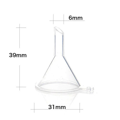10-Piece Mini Plastic Funnels — Small Funnels for Essential Oil Bottles, Empty Lip Gloss Tubes, Perfume Bottles