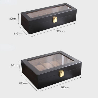 Handmade Wood Watch Box — 6/10/12 Grid Display Case & Jewelry Holder, Organizer for Watches Storage